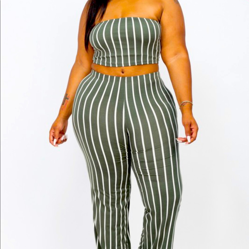 bad chic crop top pants set (plus sizes only)
